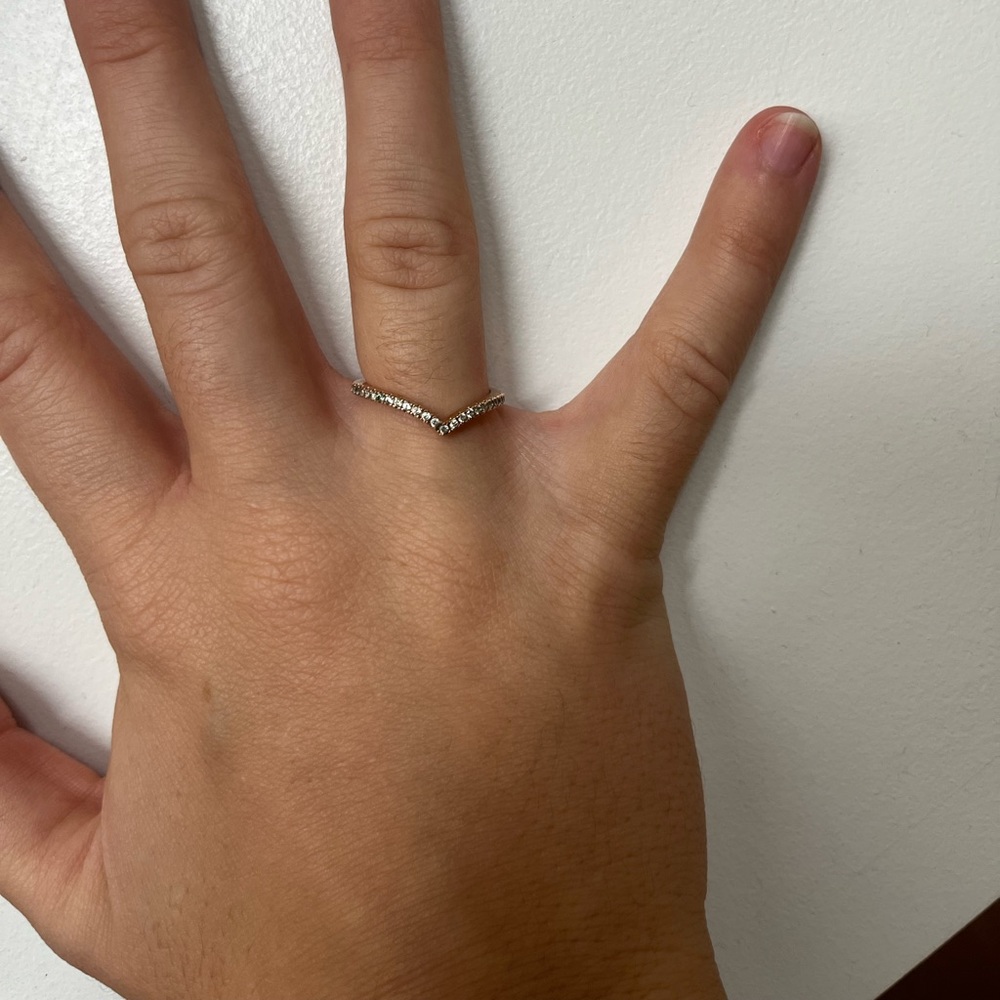 Pandora Sparkling Wishbone Ring Size 6.5